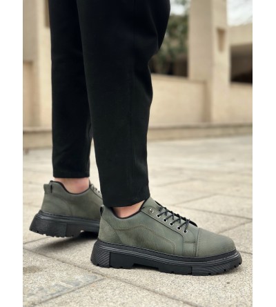 BA0245 Haki Akıllı Lastik Bağcık Yüksek Taban Günlük Erkek Ayakkabı