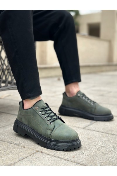 BA0245 Haki Akıllı Lastik Bağcık Yüksek Taban Günlük Erkek Ayakkabı