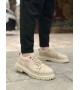 BA0245 Krem Süet Akıllı Lastik Bağcık Yüksek Taban Günlük Erkek Ayakkabı