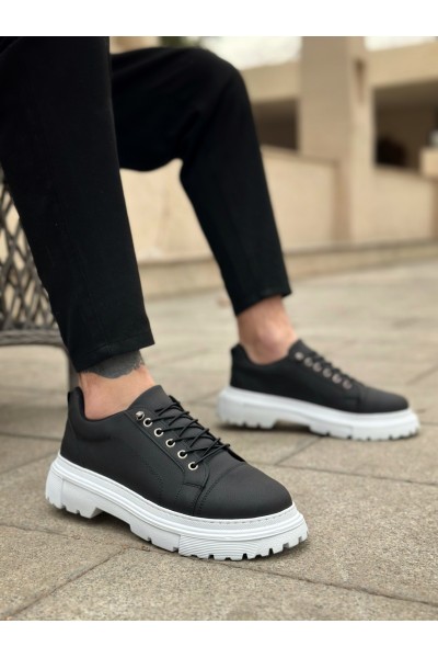 BA0245 Siyah Akıllı Lastik Bağcık Yüksek Taban Günlük Erkek Ayakkabı