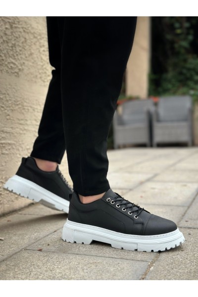 BA0245 Siyah Akıllı Lastik Bağcık Yüksek Taban Günlük Erkek Ayakkabı