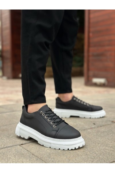 BA0245 Siyah Akıllı Lastik Bağcık Yüksek Taban Günlük Erkek Ayakkabı