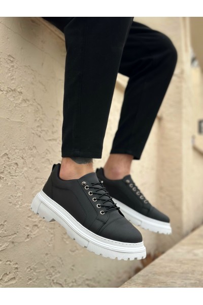 BA0245 Siyah Akıllı Lastik Bağcık Yüksek Taban Günlük Erkek Ayakkabı