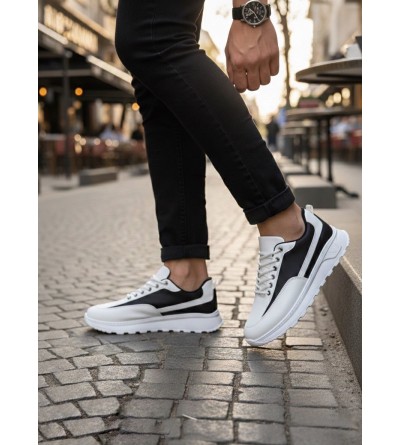 BA0246 Beyaz Siyah Parçalı Bağcıklı Yüksek Taban Günlük Erkek Ayakkabı BA0246 Beyaz Siyah Parçalı Bağcıklı Yüksek Taban Günlük Erkek Ayakkabı