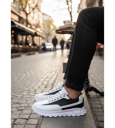 BA0246 Beyaz Siyah Parçalı Bağcıklı Yüksek Taban Günlük Erkek Ayakkabı BA0246 Beyaz Siyah Parçalı Bağcıklı Yüksek Taban Günlük Erkek Ayakkabı