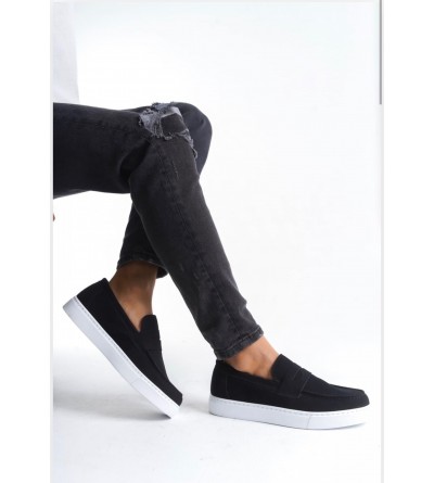 BA0580 Bağcıksız Kuşaklı Yüksek Süet Siyah Beyaz Taban Erkek Ayakkabı BA0580 Bağcıksız Kuşaklı Yüksek Süet Siyah Beyaz Taban Erkek Ayakkabı