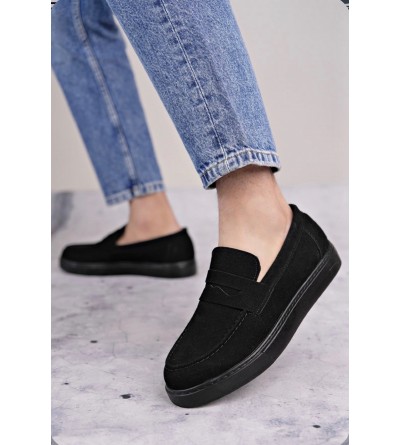 BA0580 Bağcıksız Kuşaklı Yüksek Süet Siyah Taban Erkek Ayakkabı