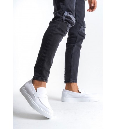 BA0580 Bağcıksız Kuşaklı Yüksek Taban Beyaz Cilt Erkek Ayakkabı BA0580 Bağcıksız Kuşaklı Yüksek Taban Beyaz Cilt Erkek Ayakkabı