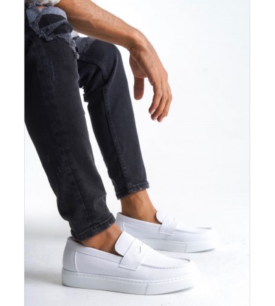 BA0580 Bağcıksız Kuşaklı Yüksek Taban Beyaz Cilt Erkek Ayakkabı BA0580 Bağcıksız Kuşaklı Yüksek Taban Beyaz Cilt Erkek Ayakkabı