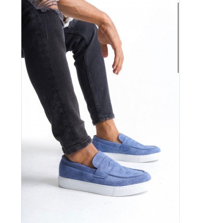 BA0580 Bağcıksız Kuşaklı Yüksek Taban Mavi Süet Erkek Ayakkabı BA0580 Bağcıksız Kuşaklı Yüksek Taban Mavi Süet Erkek Ayakkabı