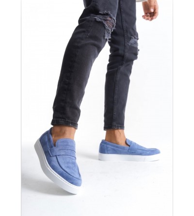 BA0580 Bağcıksız Kuşaklı Yüksek Taban Mavi Süet Erkek Ayakkabı BA0580 Bağcıksız Kuşaklı Yüksek Taban Mavi Süet Erkek Ayakkabı