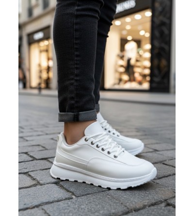 BA0246 Beyaz Bağcıklı Yüksek Taban Günlük Erkek Ayakkabı