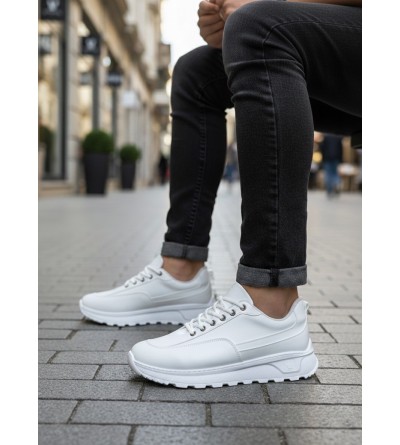 BA0246 Beyaz Bağcıklı Yüksek Taban Günlük Erkek Ayakkabı