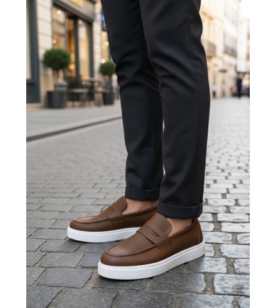 BA0580 Bağcıksız Kuşaklı Yüksek Taban Taba Cilt Erkek Ayakkabı