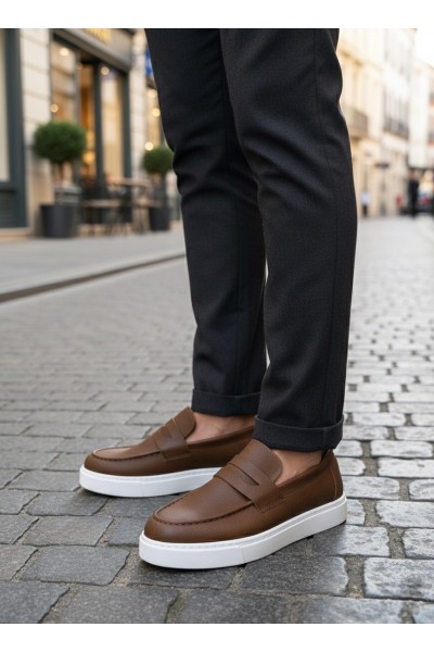 BA0580 Bağcıksız Kuşaklı Yüksek Taban Taba Cilt Erkek Ayakkabı BA0580 Bağcıksız Kuşaklı Yüksek Taban Taba Cilt Erkek Ayakkabı