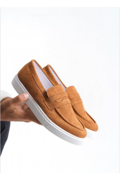 BA0580 Bağcıksız Kuşaklı Yüksek Taban Taba Süet Erkek Ayakkabı