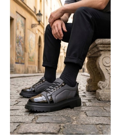 BA0245 Gri Rugan Paraşüt Detaylı Akıllı Lastik Bağcık Yüksek Taban Günlük Erkek Ayakkabı