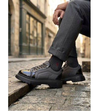 BA0245 Gri Rugan Paraşüt Detaylı Akıllı Lastik Bağcık Yüksek Taban Günlük Erkek Ayakkabı