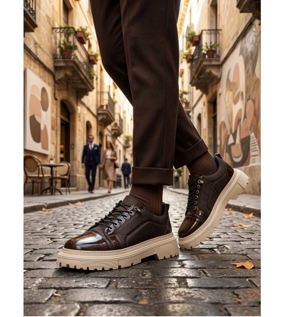 BA0245 Kahverengi Rugan Paraşüt Detaylı Akıllı Lastik Bağcık Yüksek Bej Taban Günlük Erkek Ayakkabı BA0245 Kahverengi Rugan Paraşüt Detaylı Akıllı Lastik Bağcık Yüksek Bej Taban Günlük Erkek Ayakkabı