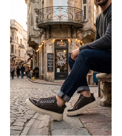 BA0245 Kahverengi Rugan Paraşüt Detaylı Akıllı Lastik Bağcık Yüksek Bej Taban Günlük Erkek Ayakkabı BA0245 Kahverengi Rugan Paraşüt Detaylı Akıllı Lastik Bağcık Yüksek Bej Taban Günlük Erkek Ayakkabı