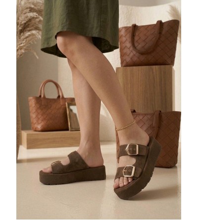 Yazlık Kadın Kahverengi Platform Taban Tokalı Terlik Yazlık Kadın Kahverengi Platform Taban Tokalı Terlik