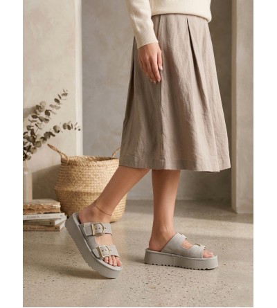 Yazlık Kadın Krem Platform Taban Tokalı Terlik Yazlık Kadın Krem Platform Taban Tokalı Terlik