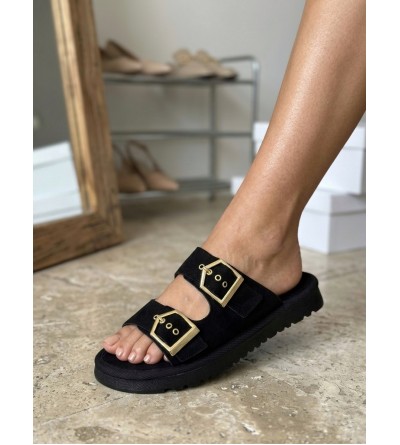 Yazlık Kadın Siyah İnce Taban Tokalı Terlik Yazlık Kadın Siyah İnce Taban Tokalı Terlik