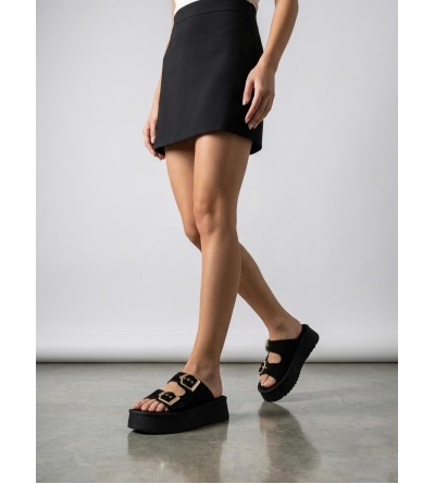 Yazlık Kadın Siyah Platform Taban Tokalı Terlik