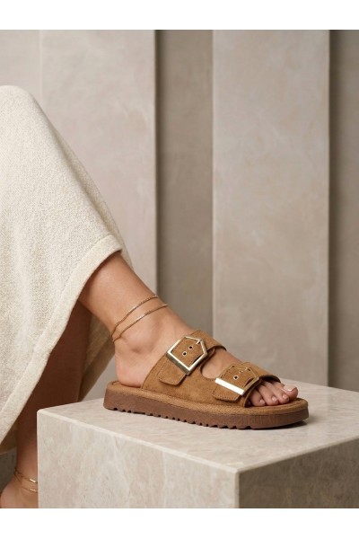 Yazlık Kadın Taba İnce Taban Tokalı Terlik