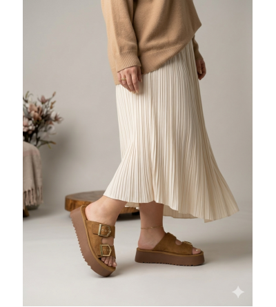 Yazlık Kadın Taba Platform Taban Tokalı Terlik