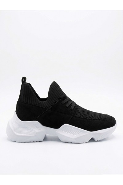 403 Yumuşak Triko Dokulu Yüksek Siyah Taban Spor Ayakkabı 