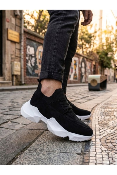 403 Yumuşak Triko Dokulu Yüksek Siyah Taban Spor Ayakkabı 