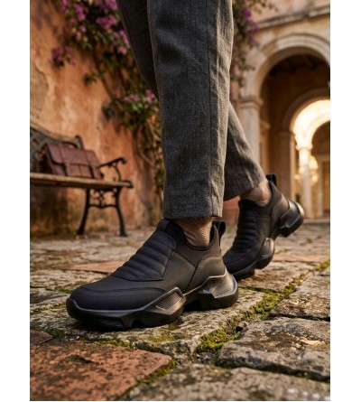 BA0402 Bağcıksız Rahat Yüksek Taban Erkek Spor Yarım Bilek Bot