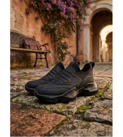 BA0402 Bağcıksız Rahat Yüksek Taban Erkek Spor Yarım Bilek Bot