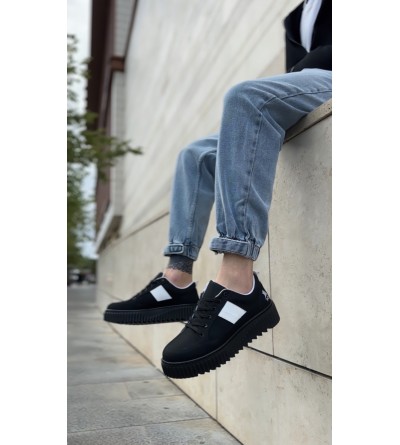 BA0804 BOA Yüksek Siyah Taban Beyaz Detaylı Bağcıklı Erkek Ayakkabı BA0804 BOA Yüksek Siyah Taban Beyaz Detaylı Bağcıklı Erkek Ayakkabı