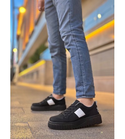 BA0804 BOA Yüksek Siyah Taban Beyaz Detaylı Bağcıklı Erkek Ayakkabı BA0804 BOA Yüksek Siyah Taban Beyaz Detaylı Bağcıklı Erkek Ayakkabı