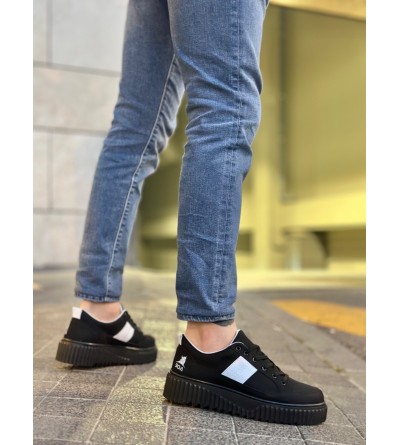 BA0804 BOA Yüksek Siyah Taban Beyaz Detaylı Bağcıklı Erkek Ayakkabı BA0804 BOA Yüksek Siyah Taban Beyaz Detaylı Bağcıklı Erkek Ayakkabı