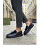 BA0005 Yeni Sezon Kalın Tabanlı Siyah Süet Makosen Ayakkabı