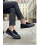 BA0005 Yeni Sezon Kalın Tabanlı Siyah Süet Makosen Ayakkabı