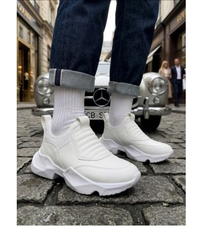 BA0402 Bağcıksız Rahat Yüksek Taban Beyaz Erkek Spor Yarım Bilek Bot BA0402 Bağcıksız Rahat Yüksek Taban Beyaz Erkek Spor Yarım Bilek Bot