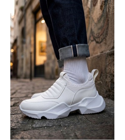 BA0402 Bağcıksız Rahat Yüksek Taban Beyaz Erkek Spor Yarım Bilek Bot BA0402 Bağcıksız Rahat Yüksek Taban Beyaz Erkek Spor Yarım Bilek Bot