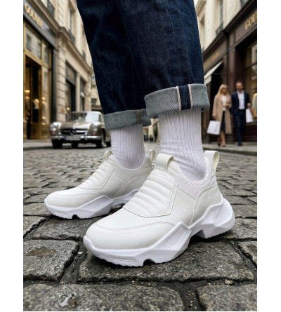 BA0402 Bağcıksız Rahat Yüksek Taban Beyaz Erkek Spor Yarım Bilek Bot BA0402 Bağcıksız Rahat Yüksek Taban Beyaz Erkek Spor Yarım Bilek Bot