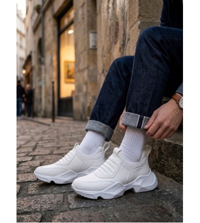 BA0402 Bağcıksız Rahat Yüksek Taban Beyaz Erkek Spor Yarım Bilek Bot BA0402 Bağcıksız Rahat Yüksek Taban Beyaz Erkek Spor Yarım Bilek Bot