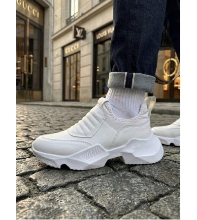 BA0402 Bağcıksız Rahat Yüksek Taban Beyaz Erkek Spor Yarım Bilek Bot BA0402 Bağcıksız Rahat Yüksek Taban Beyaz Erkek Spor Yarım Bilek Bot