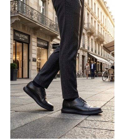 BA0003 Siyah Kapaklı Burun Bağcıklı Erkek Oxford Ayakkabı