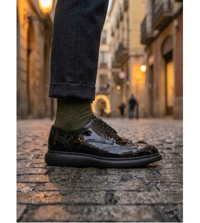 BA0003 Yeni Sezon Siyah Rugan Lüks Brouge Klasik Ayakkabı