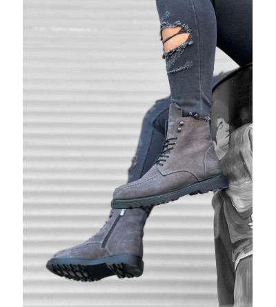 BA0212 İçi Dışı Hakiki Nubuk Deri Gri Erkek Bot BA0212 İçi Dışı Hakiki Nubuk Deri Gri Erkek Bot