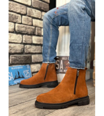 BA0315 İçi Dışı Hakiki Deri Süet Taba Çift Fermuarlı Erkek Yarım Bilek Bot BA0315 İçi Dışı Hakiki Deri Süet Taba Çift Fermuarlı Erkek Yarım Bilek Bot
