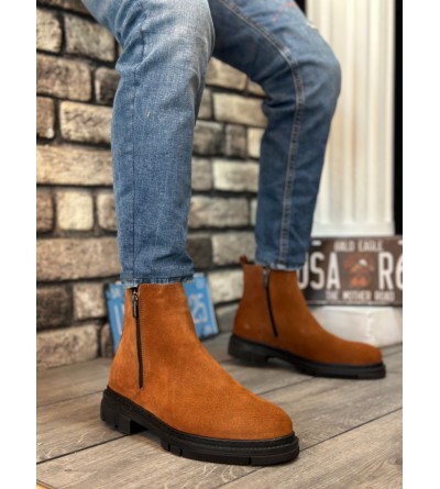 BA0315 İçi Dışı Hakiki Deri Süet Taba Çift Fermuarlı Erkek Yarım Bilek Bot BA0315 İçi Dışı Hakiki Deri Süet Taba Çift Fermuarlı Erkek Yarım Bilek Bot