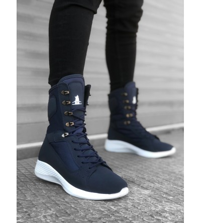 BA0600 Bağcıklı Lacivert Yüksek Taban Boksör Unisex Spor Postal Bot